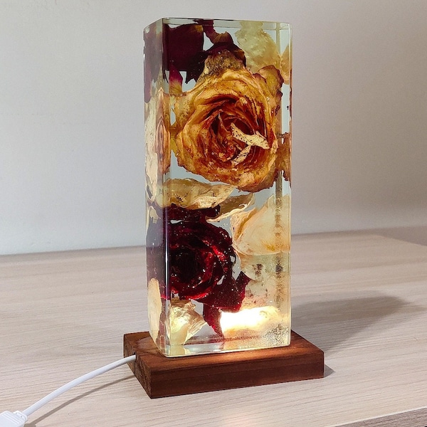 Resin Flower Lamp Etsy