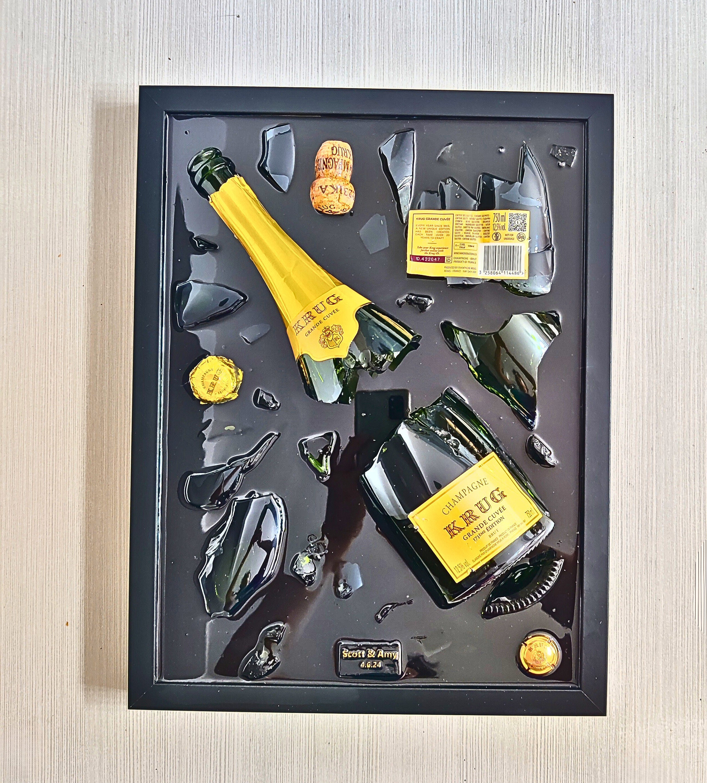 シャンパンボトルアート　レジンアート　ルイヴィトン　ハンドメイド クラッシュアート シャンパンボトル - メルカリ