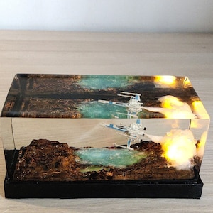 Star Wars X-Wing Resin Launch Diorama with LEDs: A striking resin diorama featuring the iconic X-Wing, with LEDs simulating a powerful launch, bringing cinematic excitement to your Star Wars collection.