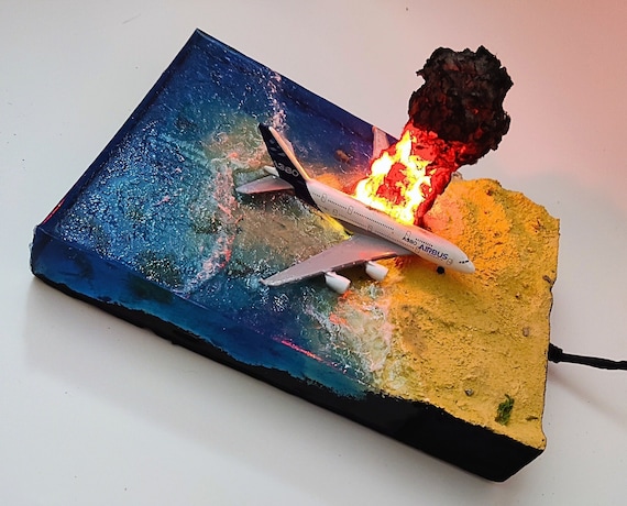 ☆ Diorama Art Diorama With Resin, Miniature Plane Disaster, Beach Diorama