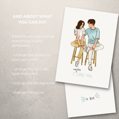 Valentine's Day Graphic Card Printable Editable I Like - Etsy
