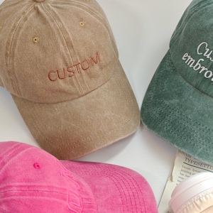 Embroidered vintage washed hat,personalized dad hat,embroidered logo,baseball hat,single girl hat,customized hat
