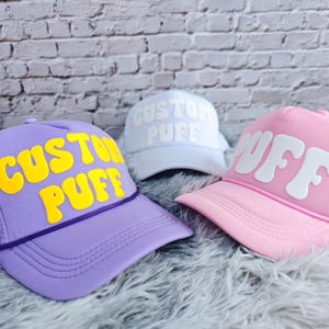 Custom PUFF Print Trucker Hat, 90s Vintage Style Custom Trucker Hat, Personalized Foam Hat, Custom Caps, 3D Puff Print, Two Tone Trucker Hat