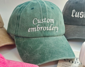 Embroidered vintage washed hat,personalized dad hat,embroidered logo, baseball hat,single girl hat,customized hat