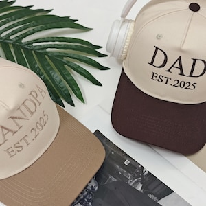 Gepersonaliseerde vader geborduurde hoed, aangepaste tekst geborduurde hoed, baseballpet, gepersonaliseerde hoed, cadeau voor nieuwe moeder en vader, uniseks honkbalhoed