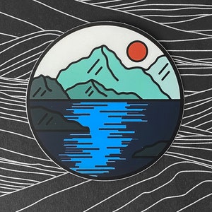 Mountain And Lake Landscape Vinyl Sticker | Premium Waterproof + Weatherproof | Laptop & Water Bottle Sticker | FREE SHIPPING!