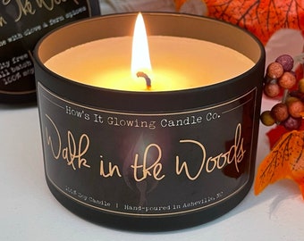 Vela de soja perfumada "Walk in the Woods": lata vegana natural de 237 ml