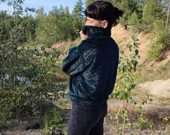 Emerald Green Fluffy Jacket Women | Soft Fuzzy Statement Outerwear