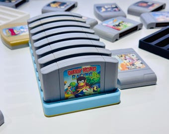 N64 Cartridge Holder 3D Printed Display Stand – Nintendo 64 Game Storage Rack 8 Slots