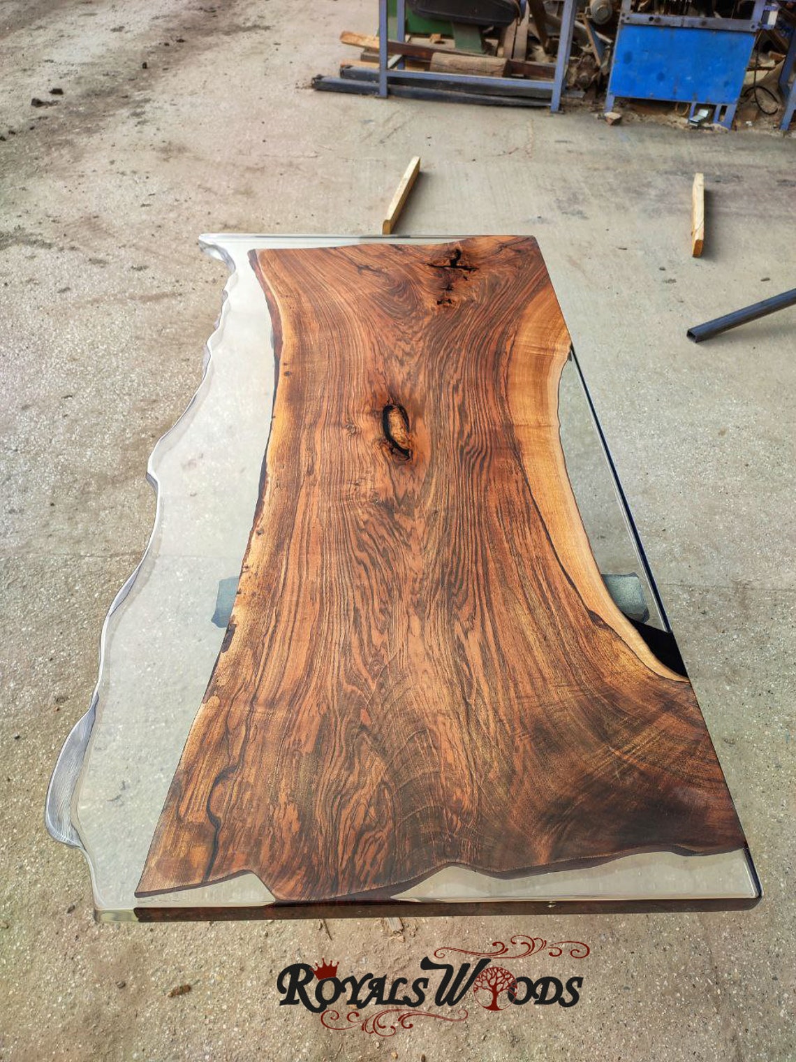 Live Edge Walnut Epoxy Tablecurved Edge Dining Tablewavy Etsy