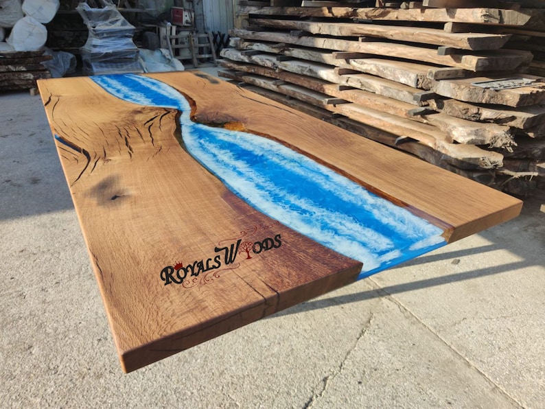 Custom Epoxy Resin Table Dining Table With Waves Effectocean Etsy