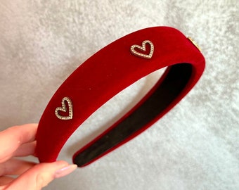 Red Velvet Love Heart Padded Headband