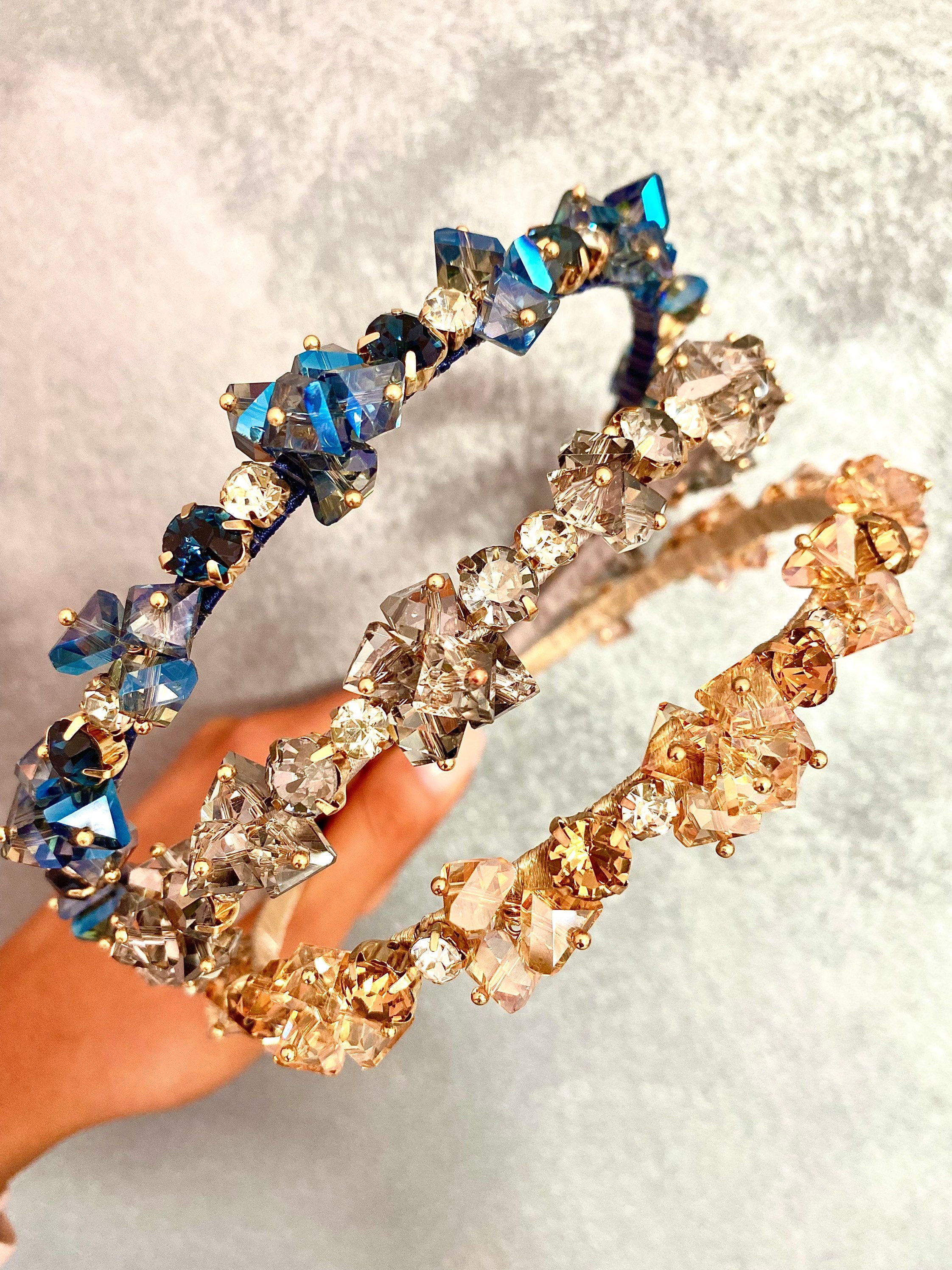 Gravel Beads Gold Pearl Thick Sponge Velvet Hair Bands Non-slip