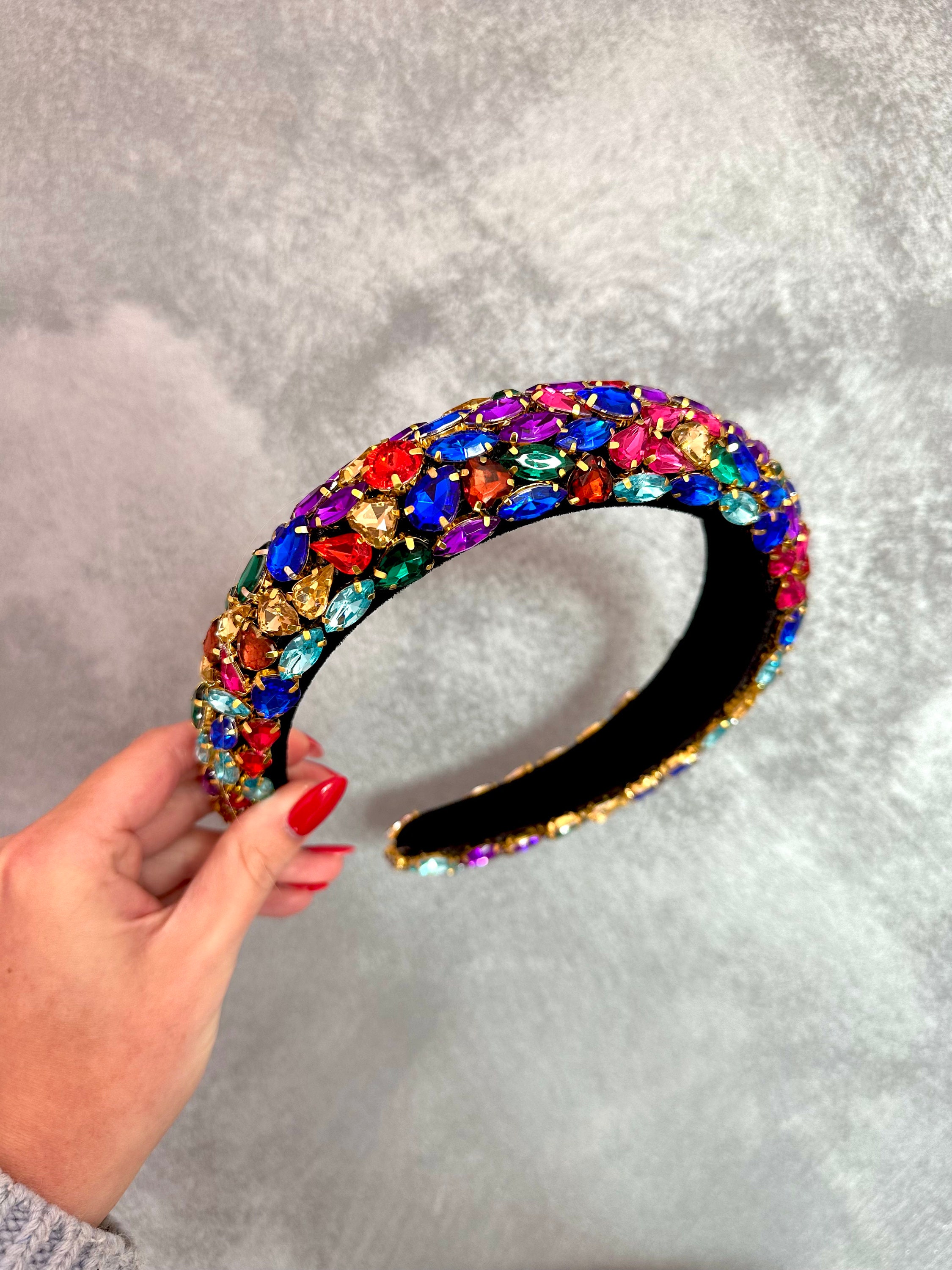 Luxury Baroque Multicolour Diamante Jewel Thick Hairband - Etsy