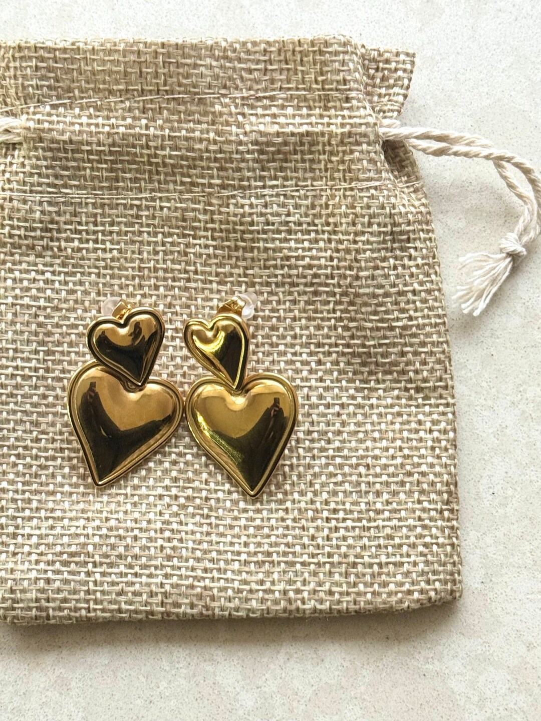 18K Gold Plated Crimson Heart Earrings Gold main image 1