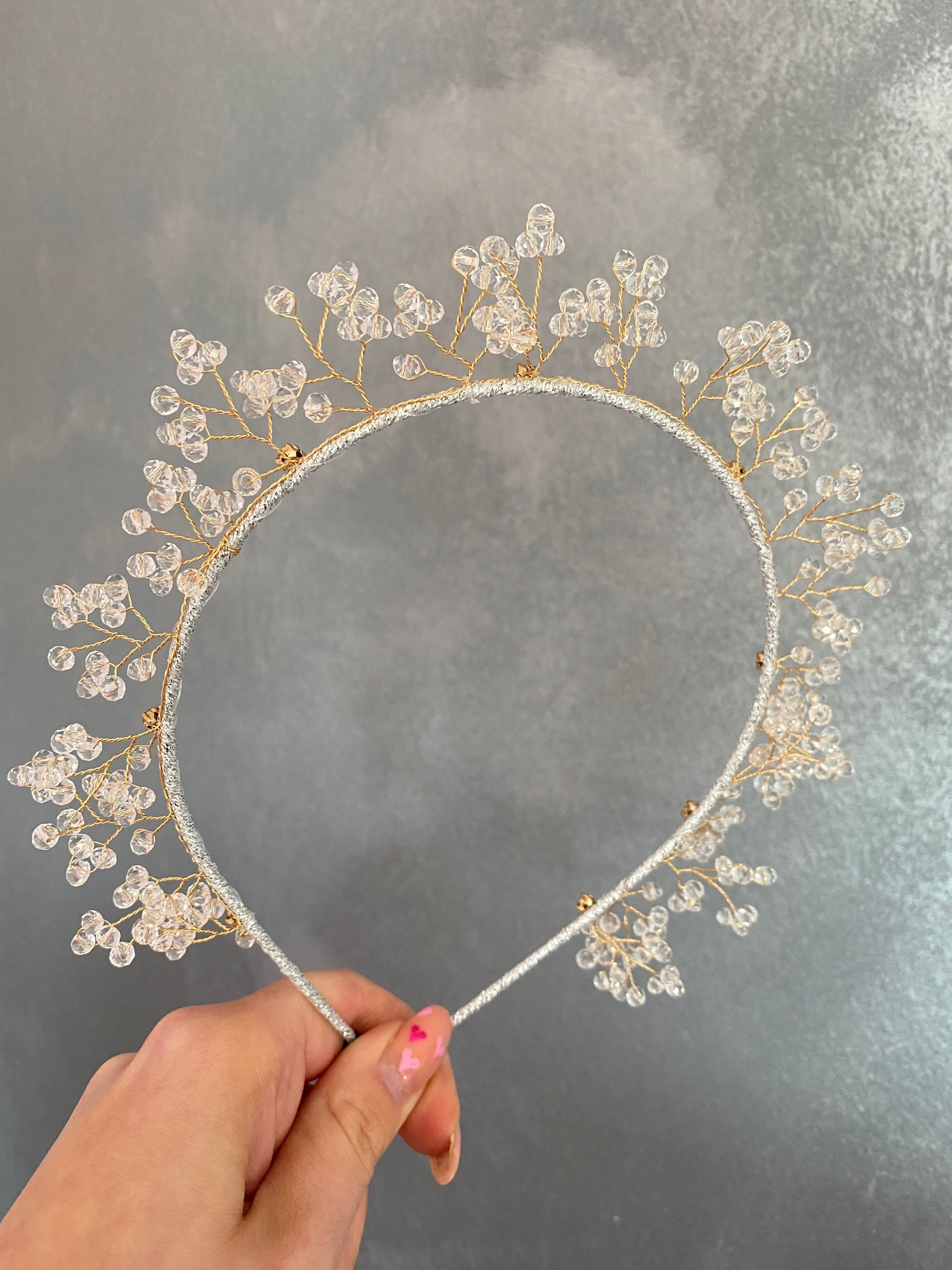 Clear Diamanté Crystal Adjustable Leaf Style Headband
