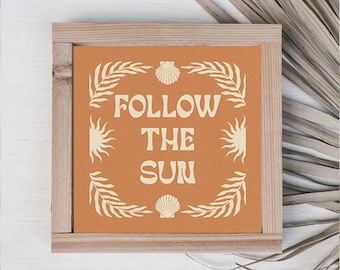 Follow The Sun Square Art Print, Teracotta, Desert Art Print, Boho Decor, Sunshine, Modern Art