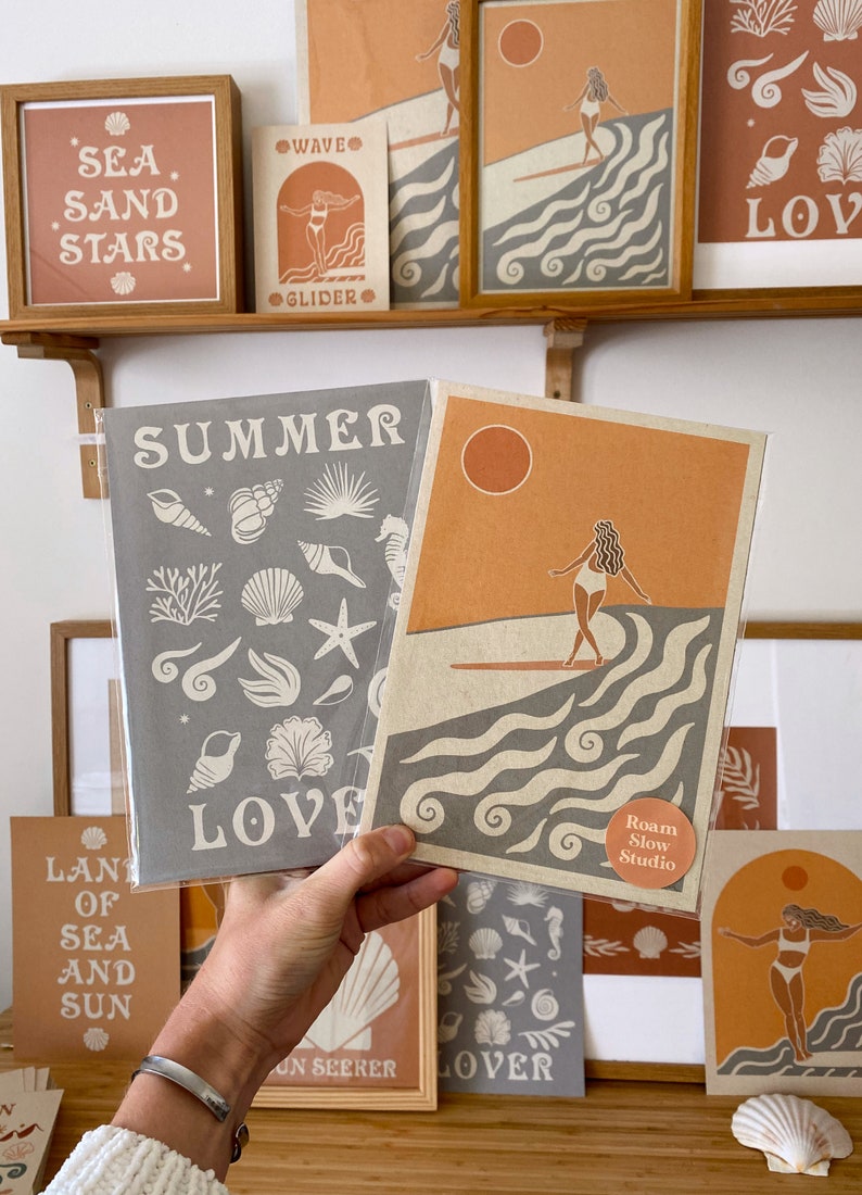 Surfer Girl Art Print Surf Themed Print Retro Surf Art Etsy