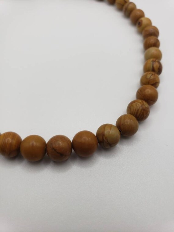Wood Grain Jasper Bead Necklace Gem