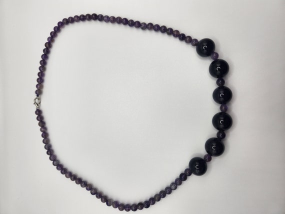 Amethyst Statement Bead Necklace with Varied Bead… - image 3