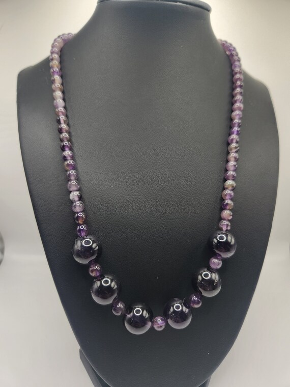 Amethyst Statement Bead Necklace with Varied Bead… - image 1