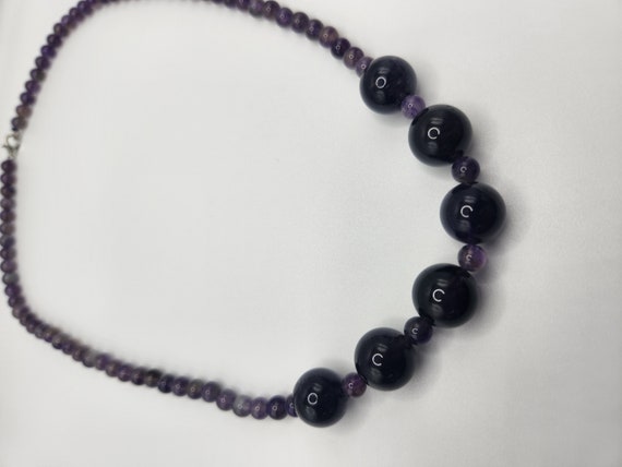 Amethyst Statement Bead Necklace with Varied Bead… - image 2