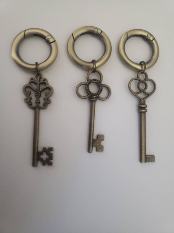 One Key to Heart Boot Charm available in  Gun Metal  or Brass tones with matching hardware [3 key styles!] Skeleton Key Boot Charms View 3