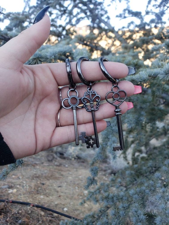 One Key to Heart Boot Charm available in  Gun Metal  or Brass tones with matching hardware [3 key styles!] Skeleton Key Boot Charms View 6