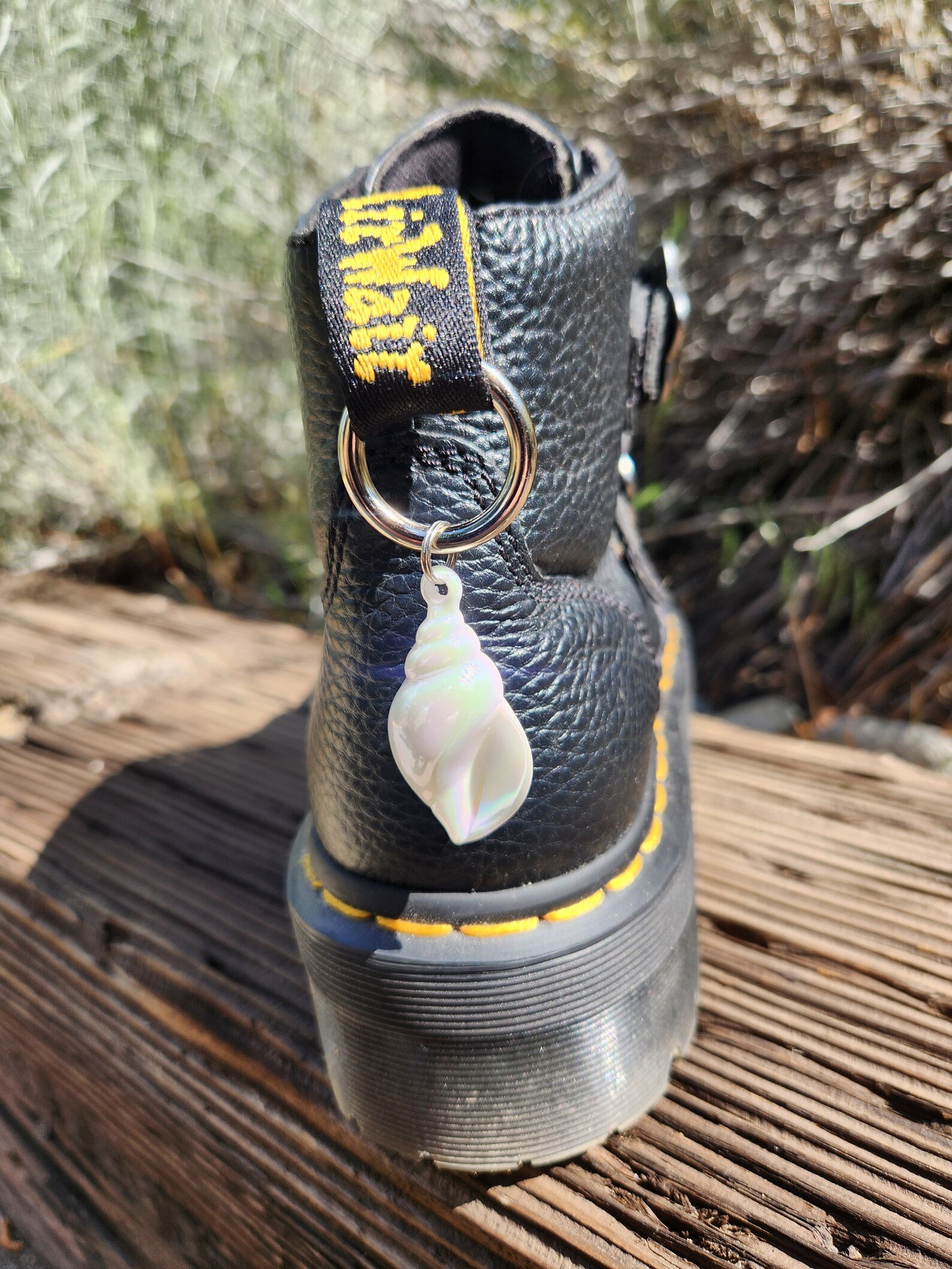 Acrylic Holographic Conch Shell Seashell Metal Grunge Boot Charm With ...