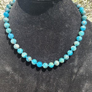 Blue Apatite Hand Knotted Beaded Necklace