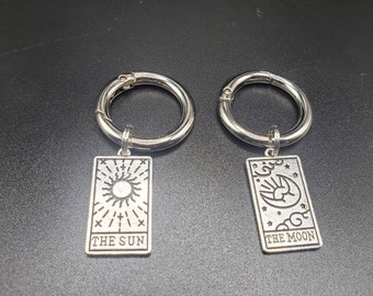 Pair of silver Tarot boot charms!   Choose The Sun and Moon OR The Star and Fortune