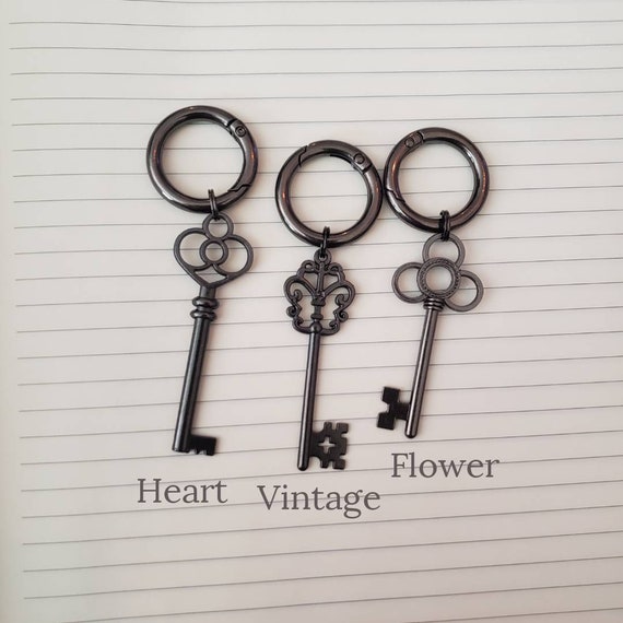 One Key to Heart Boot Charm available in  Gun Metal  or Brass tones with matching hardware [3 key styles!] Skeleton Key Boot Charms View 2