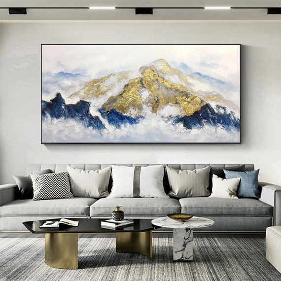 Large Original Mountain Oil Painting on Canvas Golden Mountain - Etsy