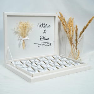 Chocoladedoos gepersonaliseerd in goud, zilver, zwart of lichtblauw voor bruiloften, verlovingen - gastgeschenken - chocoladedoos - chocolade