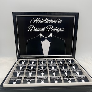 Gepersonaliseerde chocoladedoos - Damat Bohcasi - gastgeschenk - personaliseren - in goud of zilver - verloving, huwelijk, gemeentehuis, China