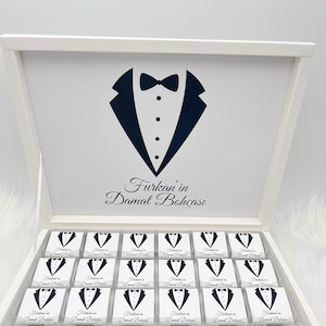 Personalized chocolate box - Damat Bohcasi - guest gift - customize - in gold or silver - engagement, wedding, registry office, Kina