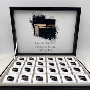 Schokobox personalisiert Umrah Mubarak Geschenk Gastgeschenk in verschiedenen Farben und Motiven Ümre Hediyesi Hac Umre Hediyesi Bild 1