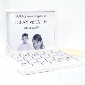 Chocolate box personalized with childhood photo - wedding gift, Söz, Nisan, registry office, engagement - customizable as desired