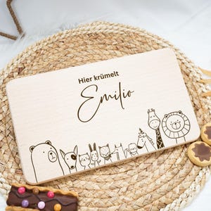 Personalized breakfast board for children, baby gift, baptism - communion, birthday gift, wooden board breakfast board, Safari