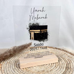Gepersonaliseerde Umrah Acrylbord - Hajj Stand - Umrah Mubarak - Umre Hatirasi - Umre Hediye - Houten Basis - Hajj Gift