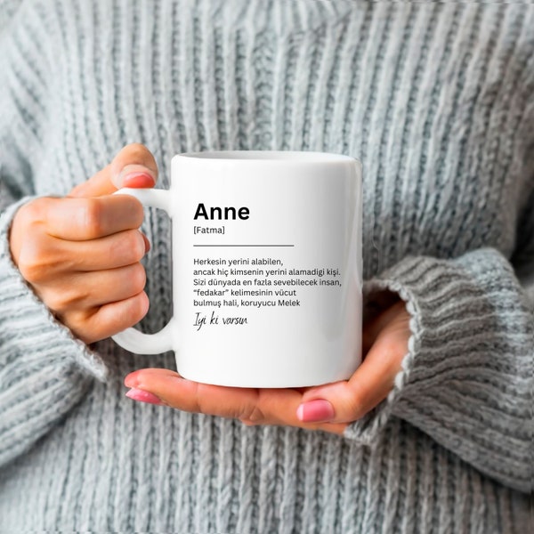 Tasse personalisiert "Anne Definition" - Kaffeetasse, Geschenk für Muttertag, Geschenkidee für Mutter, Mama, Anne, Anneler Günü