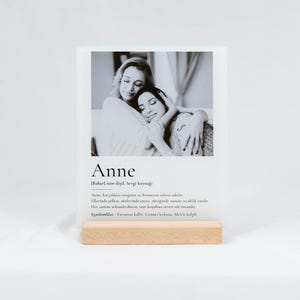 Acrylschild Personalisiert mit Foto zum Muttertag - Anneler Günü Hediyesi - Anne Definition - Mama Geschenk - Geschenkidee zum Muttertag