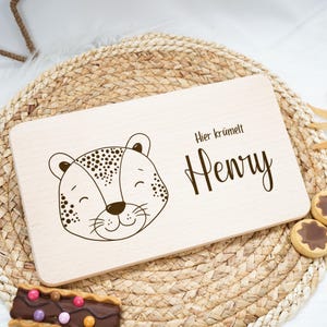 Personalized breakfast board for children, baby gift, baptism - communion, birthday gift, wooden board breakfast board, Safari