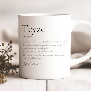 Tasse personalisiert für Teyze, Papa, Tante - Kaffeetasse, Geschenkidee für Vater, Mama, Anne, Teyze Hediye