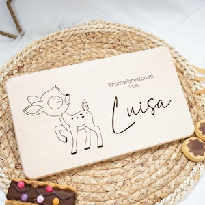 Personalized breakfast board for children, baby gift, baptism - communion, birthday gift, wooden board breakfast board, cute deer