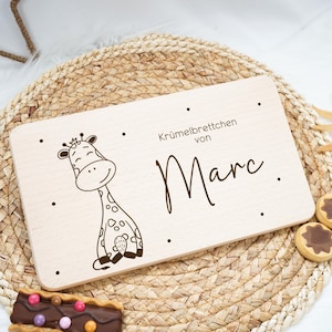 Personalized breakfast board for children, baby gift, baptism - communion, birthday gift, wooden board breakfast board, giraffe