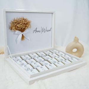 Chocolate box personalized in gold, silver, black or light blue for weddings, engagements - guest gifts - chocolate box - gypsophila