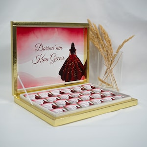 Gepersonaliseerde chocoladedoos in goud, zilver, zwart en wit - Henna, bruiloften, verlovingen, Kina - gastgeschenken - aangepast ontwerp