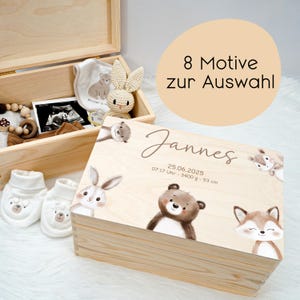 Baby Memory Box Personalized Cute Safari Animals, Memory Box | Baby Gift | Christening Gift | Gift Idea for Birth