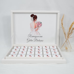 Personalized chocolate box - Gelin Bohcasi - guest gift - customize - in gold or silver - engagement, wedding, registry office, Kina